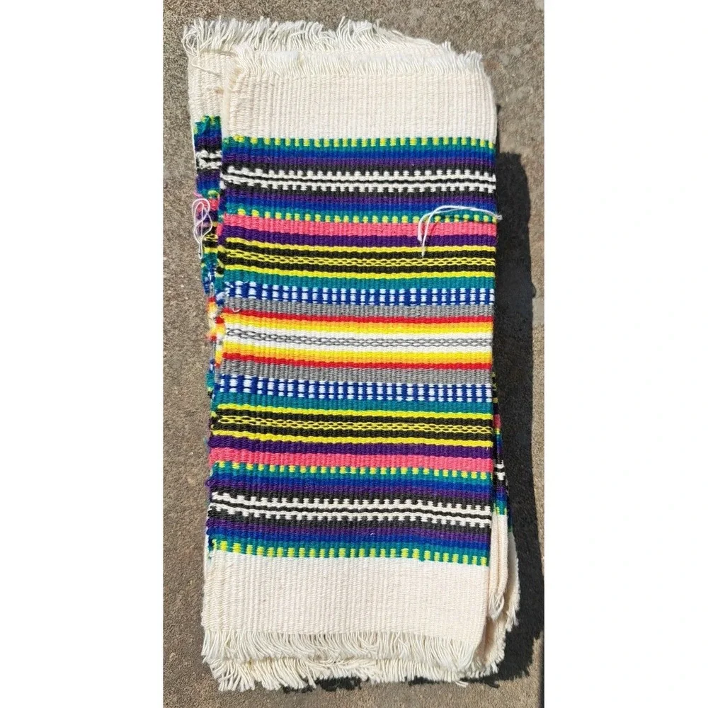Vintage 12 Colorful cocktail napkins Striped Linens‎ Margaritas Party  Lg Set